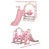 Keezi Kids Slide Swing Outdoor Playground Music Basketball Set Pink