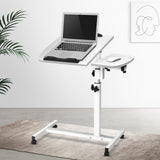 Artiss Laptop Table Desk Adjustable Stand With Fan - White