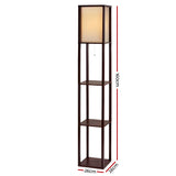 Artiss Floor Lamp Vintage Reding Light Stand Wood Shelf Storage Organizer Home
