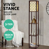 Artiss Floor Lamp LED Storage Shelf Standing Vintage Wood Light Reading Bedroom