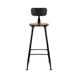 Set of 2 Artiss Bar Stools Pinewood Metal - Black and Wood