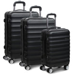 Wanderlite 3 Piece Lightweight Hard Suit Case Luggage Black