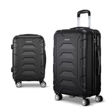 Wanderlite 2PCS Carry On Luggage Sets Suitcase TSA Travel Hard Case Lightweight Black