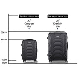 Wanderlite 2PCS Carry On Luggage Sets Suitcase TSA Travel Hard Case Lightweight Black