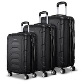 Wanderlite 3PCS Carry On Luggage Sets Suitcase TSA Travel Hard Case Lightweight Black