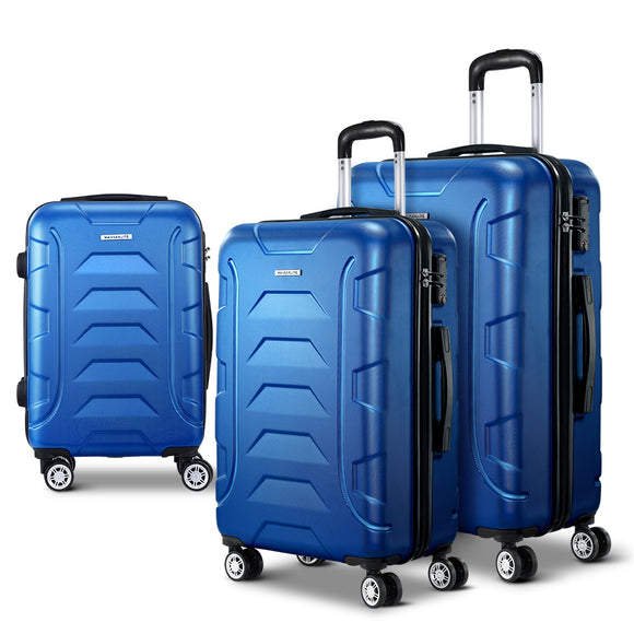 Wanderlite 3PCS Carry On Luggage Sets Suitcase TSA Travel Hard Case Lightweight Blue