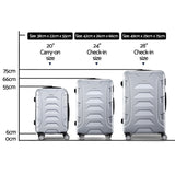 Wanderlite 3PCS Carry On Luggage Sets Suitcase TSA Travel Hard Case Lightweight Silver