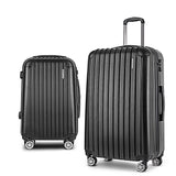 Wanderlite 2 Piece Lightweight Hard Suit Case Luggage Black