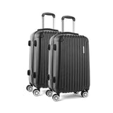 Wanderlite 2 Piece Lightweight Hard Suit Case Luggage Black