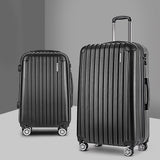 Wanderlite 2 Piece Lightweight Hard Suit Case Luggage Black