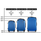 Wanderlite 3 Piece Lightweight Hard Suit Case Luggage Blue