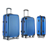 Wanderlite 3 Piece Lightweight Hard Suit Case Luggage Blue