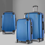 Wanderlite 3 Piece Lightweight Hard Suit Case Luggage Blue