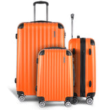 Wanderlite 3 Piece Lightweight Hard Suit Case Luggage Orange