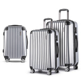 Wanderlite 3 Piece Lightweight Hard Suit Case Luggage Silver