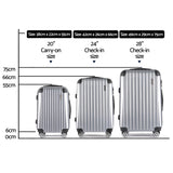 Wanderlite 3 Piece Lightweight Hard Suit Case Luggage Silver