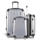 Wanderlite 3 Piece Lightweight Hard Suit Case Luggage Silver