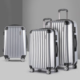 Wanderlite 3 Piece Lightweight Hard Suit Case Luggage Silver