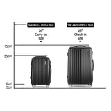 Wanderlite 2PCS Carry On Luggage Sets Suitcase Travel Hard Case Lightweight Black