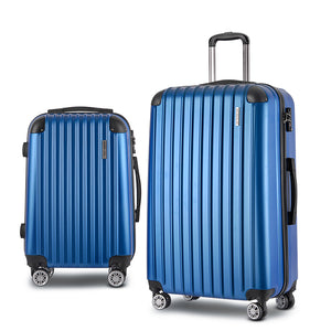 Wanderlite 2PCS Carry On Luggage Sets Suitcase Travel Hard Case Lightweight Blue