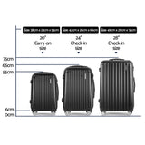 Wanderlite 3pc Luggage Sets Suitcases Set Travel Hard Case Lightweight Black