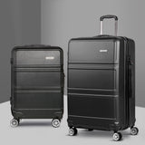 Wanderlite 2 Piece Lightweight Hard Suit Case Luggage Black