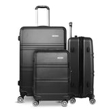 Wanderlite 3 Piece Lightweight Hard Suit Case Luggage Black