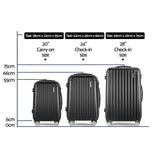 Wanderlite 3 Piece Luggage Suitcase Trolley - Black