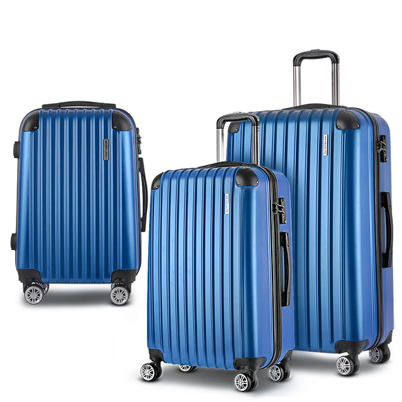 Wanderlite 3 Piece Luggage Suitcase Trolley - Blue