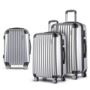 Wanderlite 3 Piece Luggage Suitcase Trolley - Silver