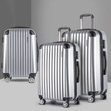 Wanderlite 3 Piece Luggage Suitcase Trolley - Silver