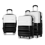 Wanderlite 3 Piece Lightweight Hard Suit Case Luggage Black & White