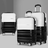 Wanderlite 3 Piece Lightweight Hard Suit Case Luggage Black & White