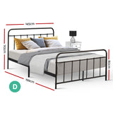 Artiss Double Size Metal Bed Frame - Black