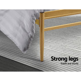 Metal Bed Frame Double Size Mattress Base Platform Foundation Gold Amor