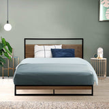 Metal Bed Frame King Single Size Mattress Base Platform Foundation Black Dane