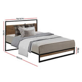 Metal Bed Frame Single Size Mattress Base Platform Foundation Black Dane