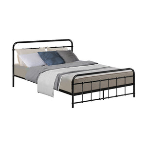 Metal Bed Frame Double Size Platform Foundation Mattress Base Leo Black