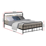 Metal Bed Frame Double Size Platform Foundation Mattress Base Leo Black