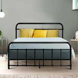 Metal Bed Frame Double Size Platform Foundation Mattress Base Leo Black