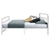 Metal Bed Frame Double Size Platform Foundation Mattress Base Leo White