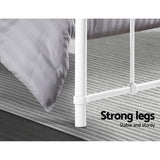 Metal Bed Frame Double Size Platform Foundation Mattress Base Leo White