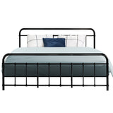 Metal Bed Frame King Size Platform Foundation Mattress Base Leo Black