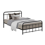 Metal Bed Frame King Single Size Platform Foundation Mattress Base Leo Black