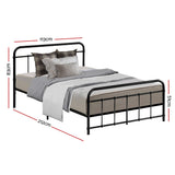 Metal Bed Frame King Single Size Platform Foundation Mattress Base Leo Black