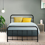 Metal Bed Frame King Single Size Platform Foundation Mattress Base Leo Black