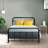 Metal Bed Frame Single Size Platform Foundation Mattress Base Leo Black