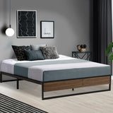 Metal Bed Frame Double Size Mattress Base Platform Foundation Wooden Black OSLO