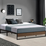 Metal Bed Frame King Size Mattress Base Platform Foundation Wooden Black OSLO