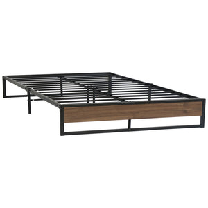 Metal Bed Frame Queen Size Mattress Base Platform Foundation Wooden Black OSLO